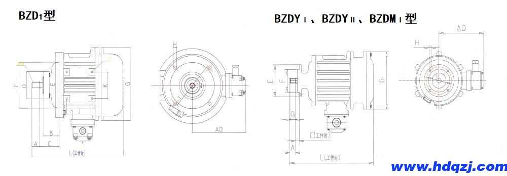 BZDⅠ、BZDYⅠ、BZDYⅡ、BZDMⅠ隔爆型錐形轉(zhuǎn)子三相異步電動機(jī)外形尺寸圖.jpg